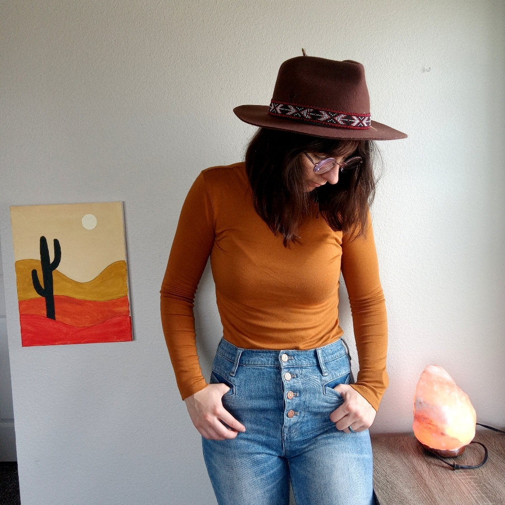 Women's Earthy Brown Long Sleeve Top Size XS A New Day